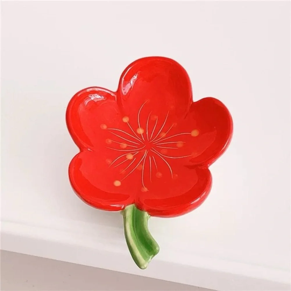 Ceramic Flower Soap Dish - Creative Red Flower‎ Design, High Quality Soap new